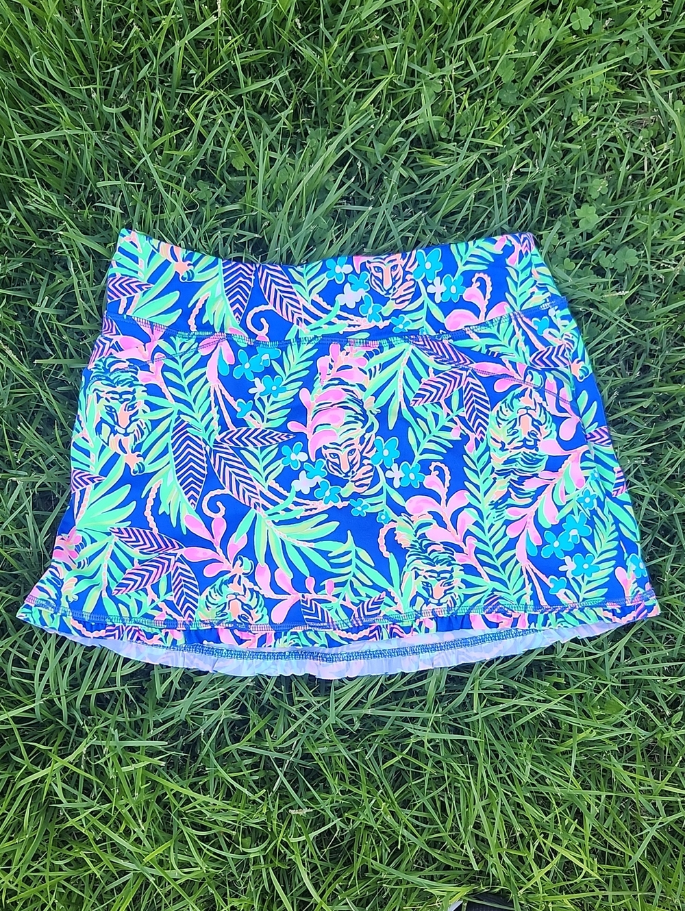 Lilly Pulitzer Navy Mini Skort with Neon Pink & Lime Tropical Print